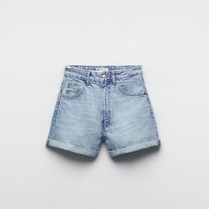 Zara TRF High-Waisted Mom Fit Denim Shorts